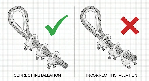 Ilustrasi Pemasangan Wire Clip Benar dan Salah